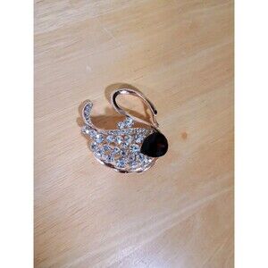 Rose Gold Rhinestone Swan Pin Brooch